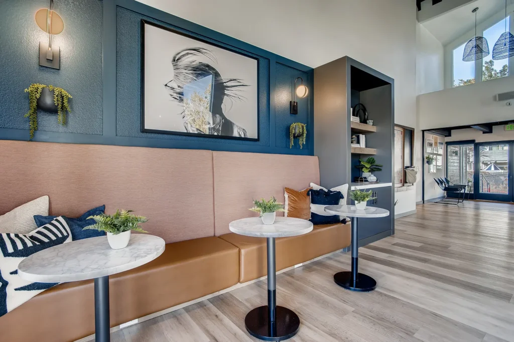 Clubhouse lobby with lounge seating