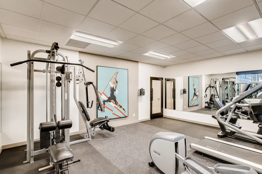 Fitness center with strength training and cardio machines