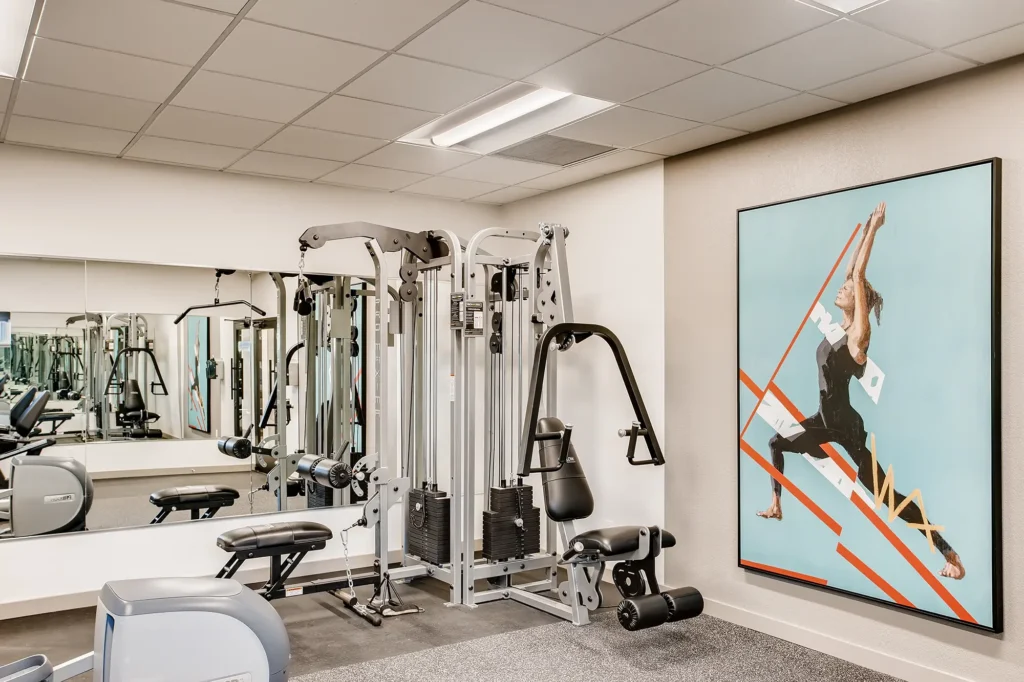 Fitness center with strength training machines